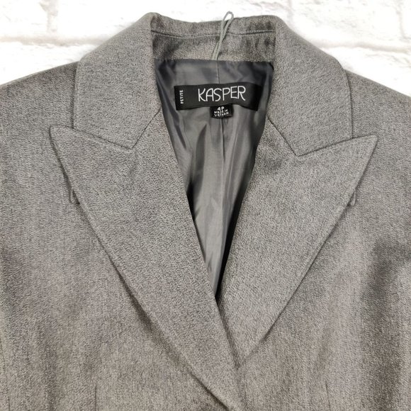 KASPER Womens petite avant garde career power suit blazer jacket grey sz 4P - Picture 3 of 6